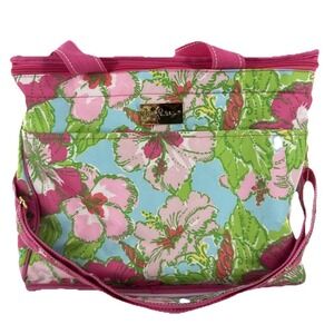 Lilly Pulitzer Insulated Cooler Bag Pink Green Floral Hibiscus Beach Picnic Tote